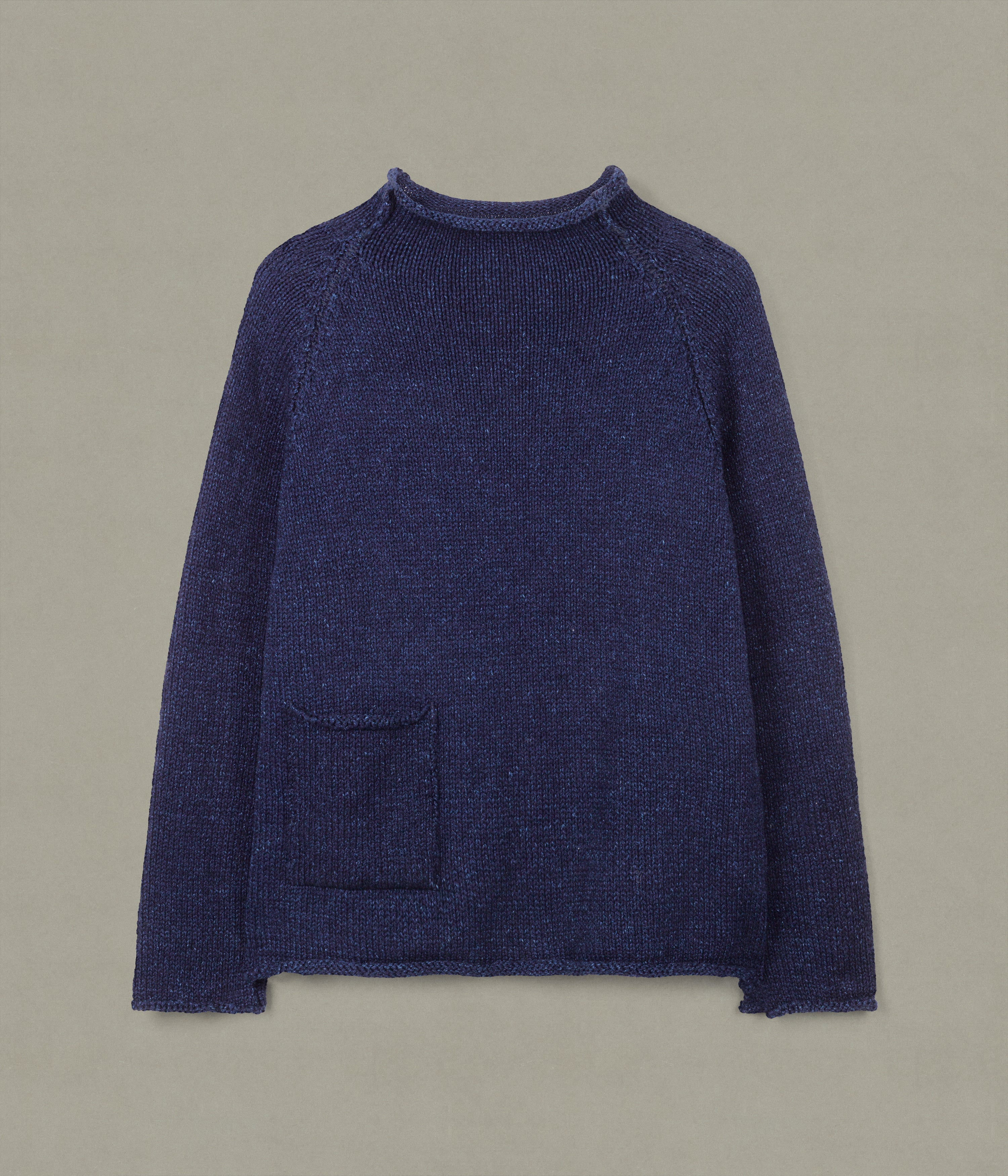 Indigo Cotton Fisherman Sweater, Navy – XENIA TELUNTS
