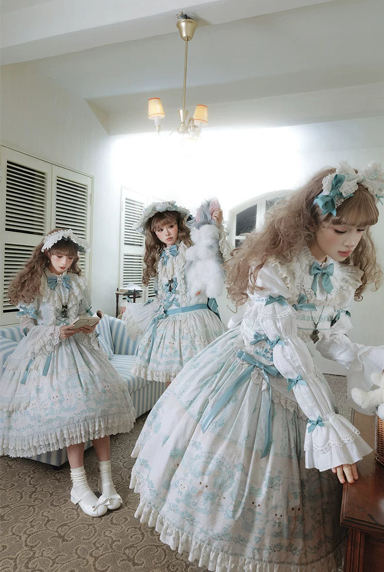 Elegant Plus size Lolita Dress, Bunny & Lamb Print