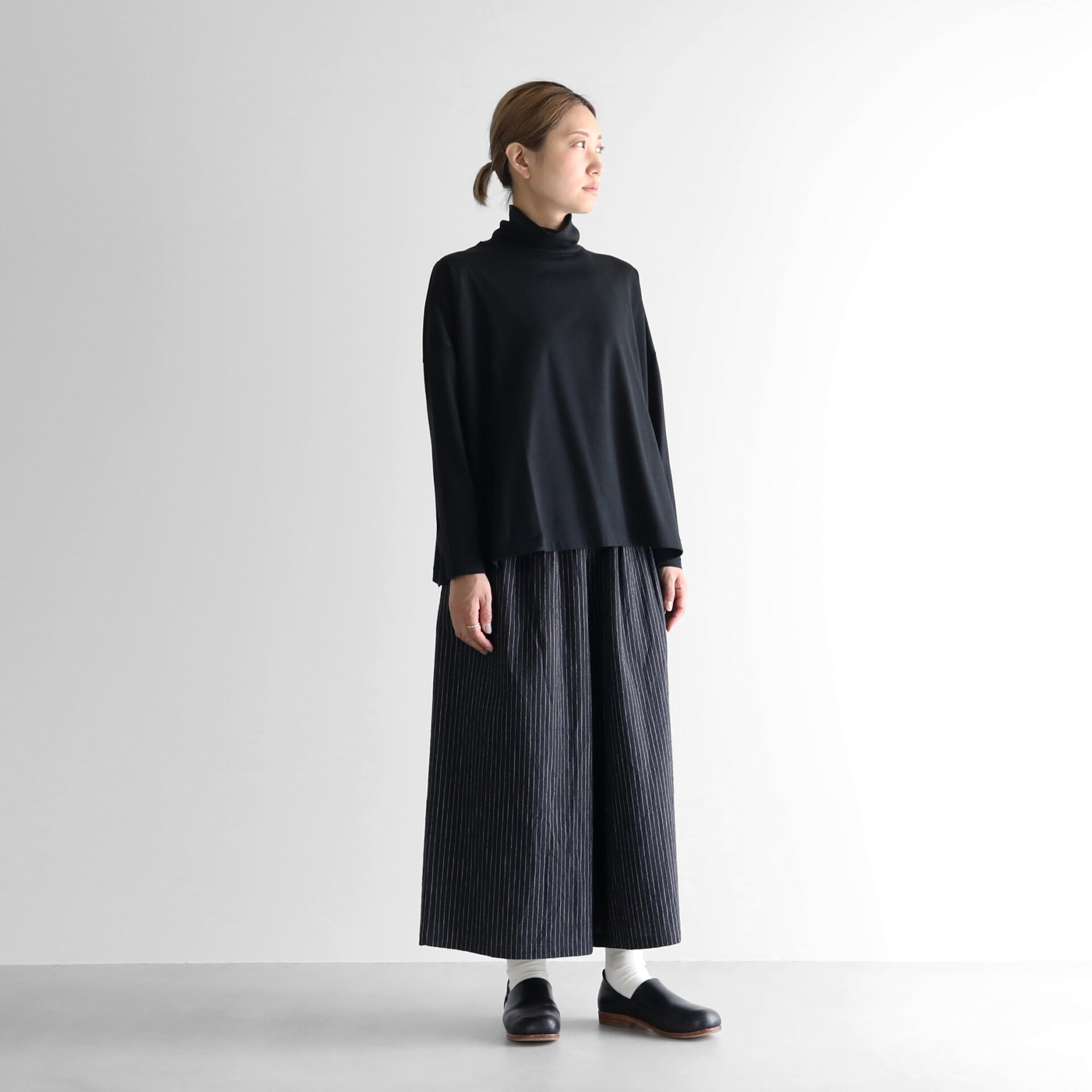 HUIS in house］SUVIN COTTON長袖スクエアワイドタートルカットソー