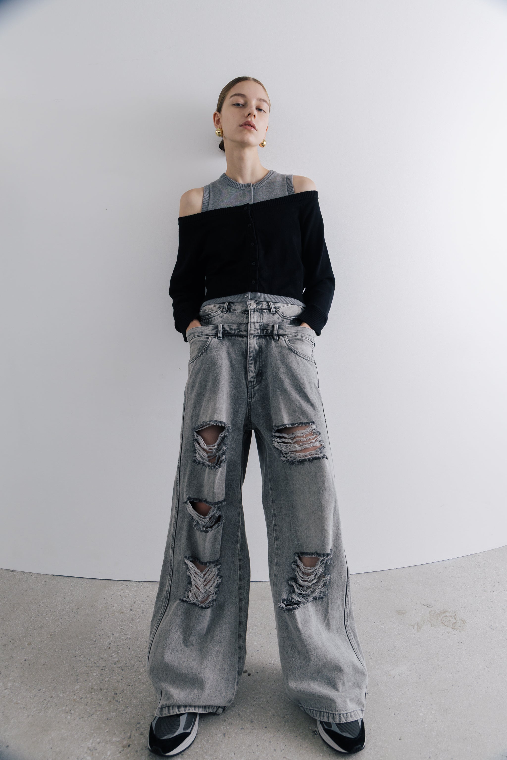 パンツ MAZZ double waist denim Lexington Double Belt Denim Pants
