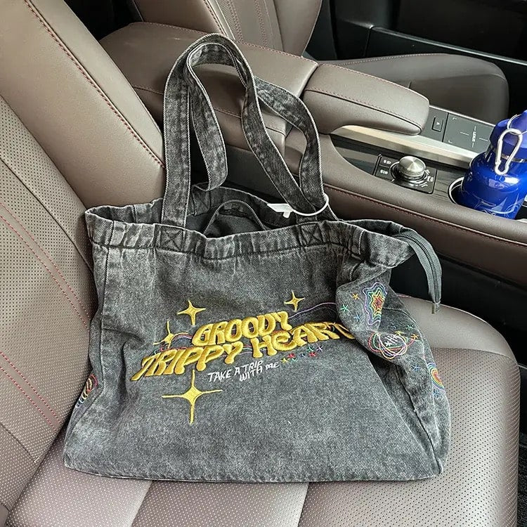 Canvas Y2K Bag - Grunge Bag | Crossbody School Shopper Bag – The Feelz