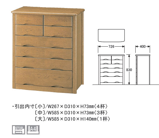 楽天市場】No.1100 チェストB DA色(1100チェスト-B／通常納期) NA色