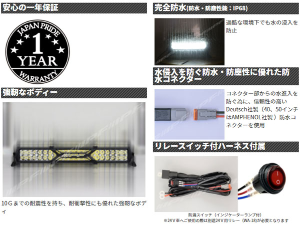 楽天市場】IPF LEDライトバー 600Sシリーズ 10インチ ダブルロー