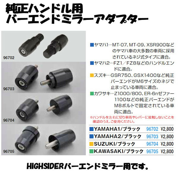 楽天市場】デイトナ DAYTONA 96693 HIGHSIDER バーエンドミラー