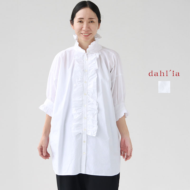 ⭐︎新品未使用⭐︎ ＜dahl’ia＞フラワープリント 半袖シャツ dahl'ia＞フラワープリント 半袖シャツ