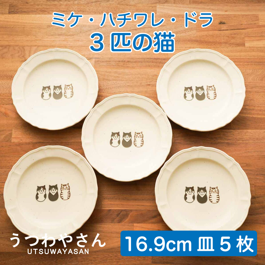 楽天市場】猫 取り皿 5枚セット 3匹の猫 箱入り 日本製 ミケ ハチワレ