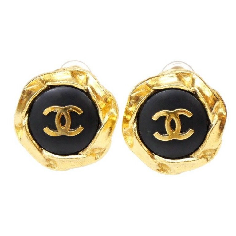 楽天市場】CHANEL ｲﾔﾘﾝｸﾞ ｺｺﾏｰｸ 丸型 96P 黒×ｺﾞｰﾙﾄﾞ 【中古】(63214