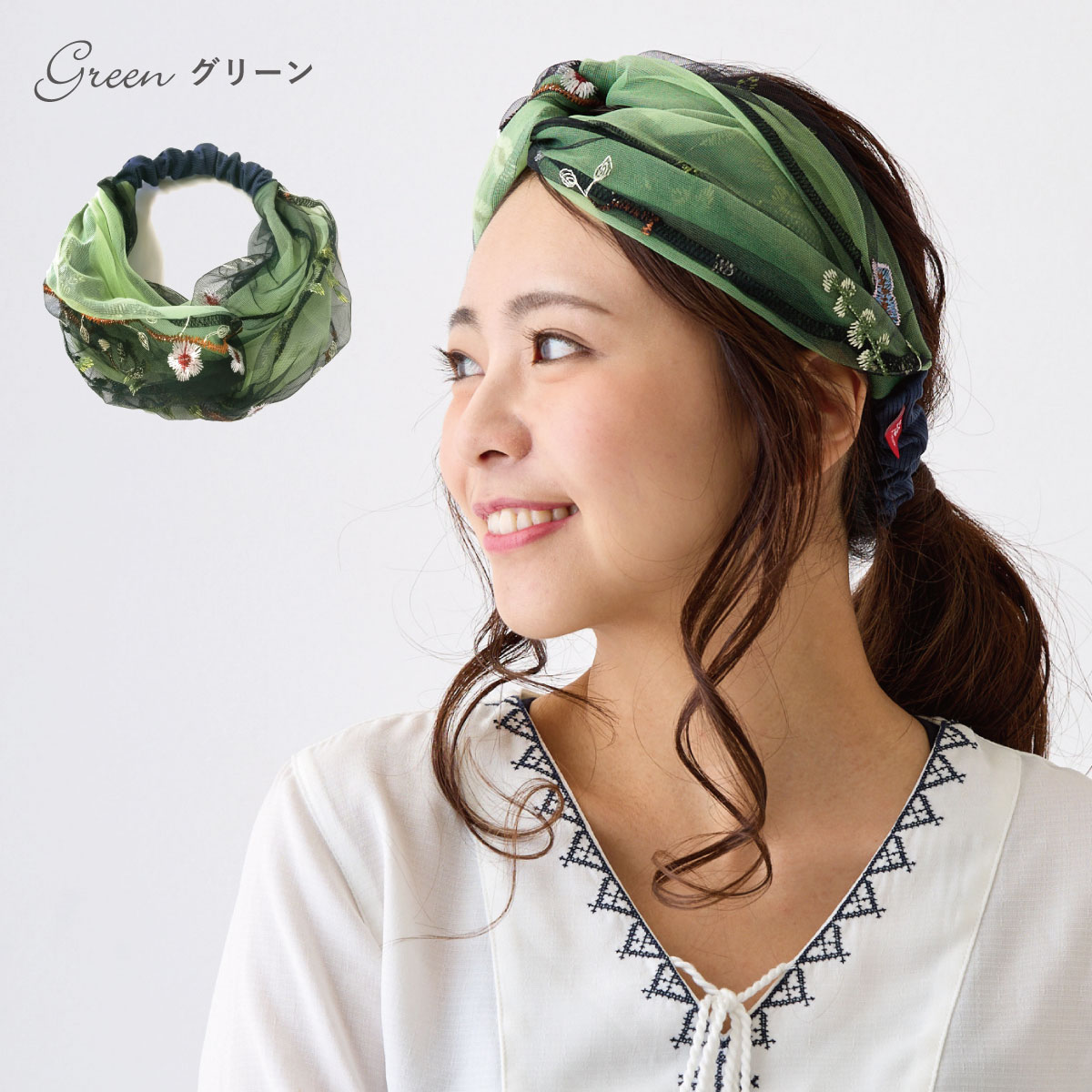 楽天市場】【エントリーでポイント5倍】花柄 刺繍ヘアバンド 透ける