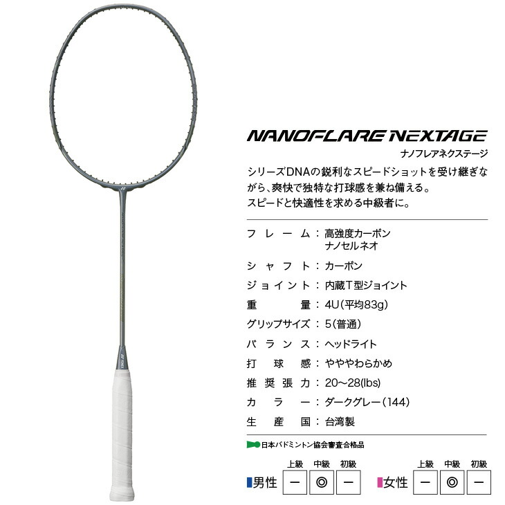 楽天市場】ヨネックス バドミントンラケット ナノフレア ネクステージ
