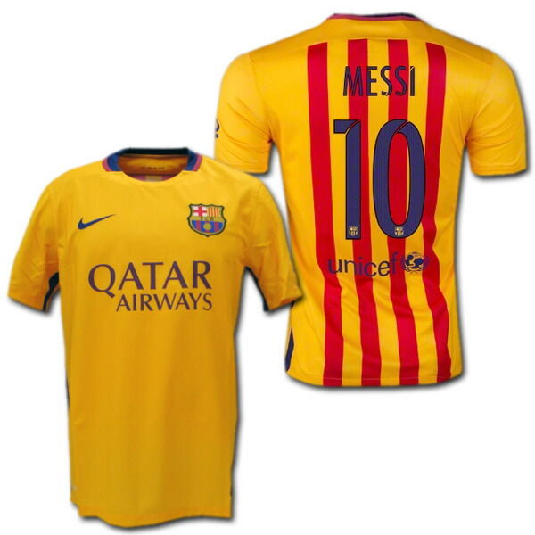 楽天市場】FCバルセロナ 15/16 アウェイ（黄色） #10 MESSI リオネル