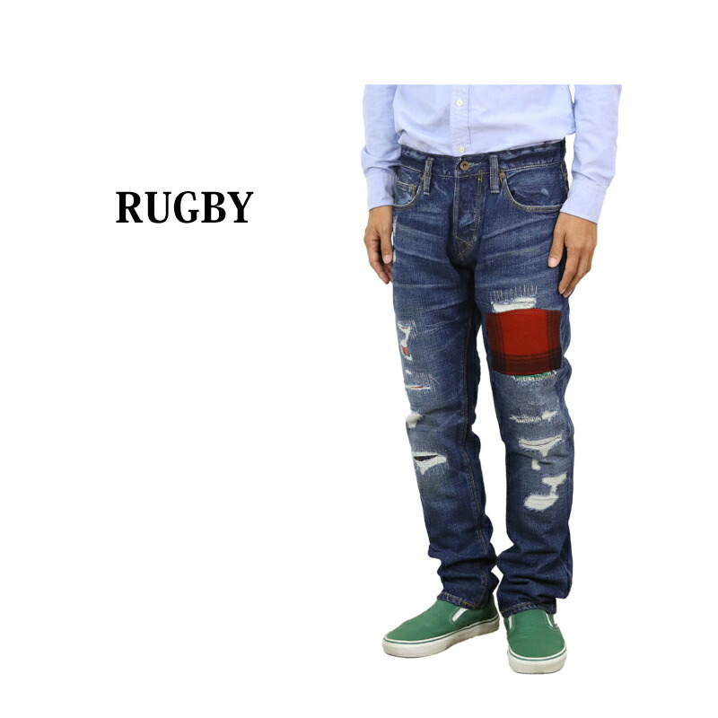 楽天市場】RUGBY ラグビー メンズ ダメージ リペア スリム デニム