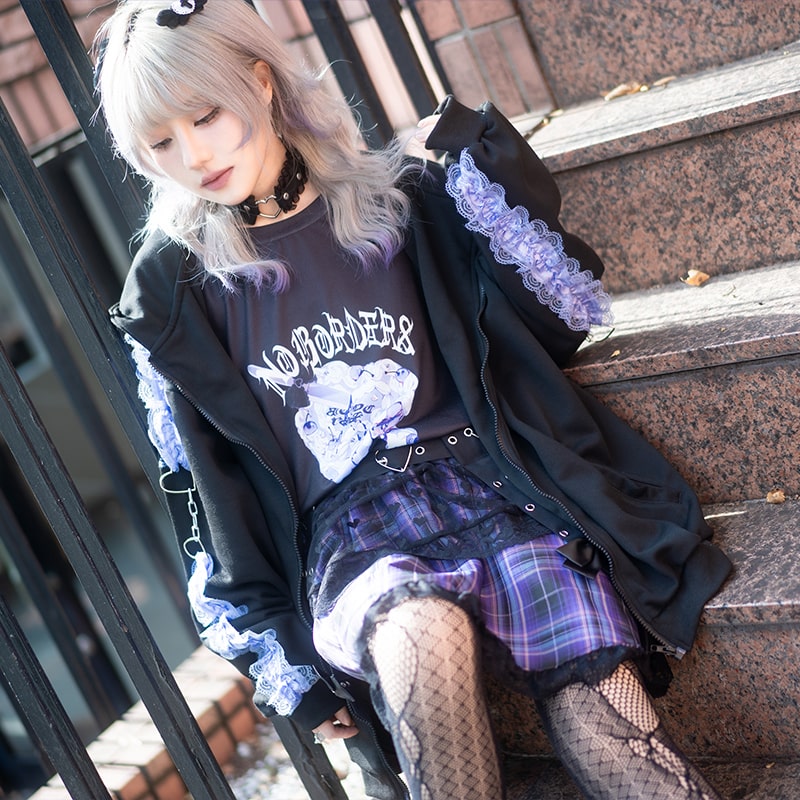 楽天市場】LOVE PUNK ZIPパーカー パープル 長袖 原宿系 原宿