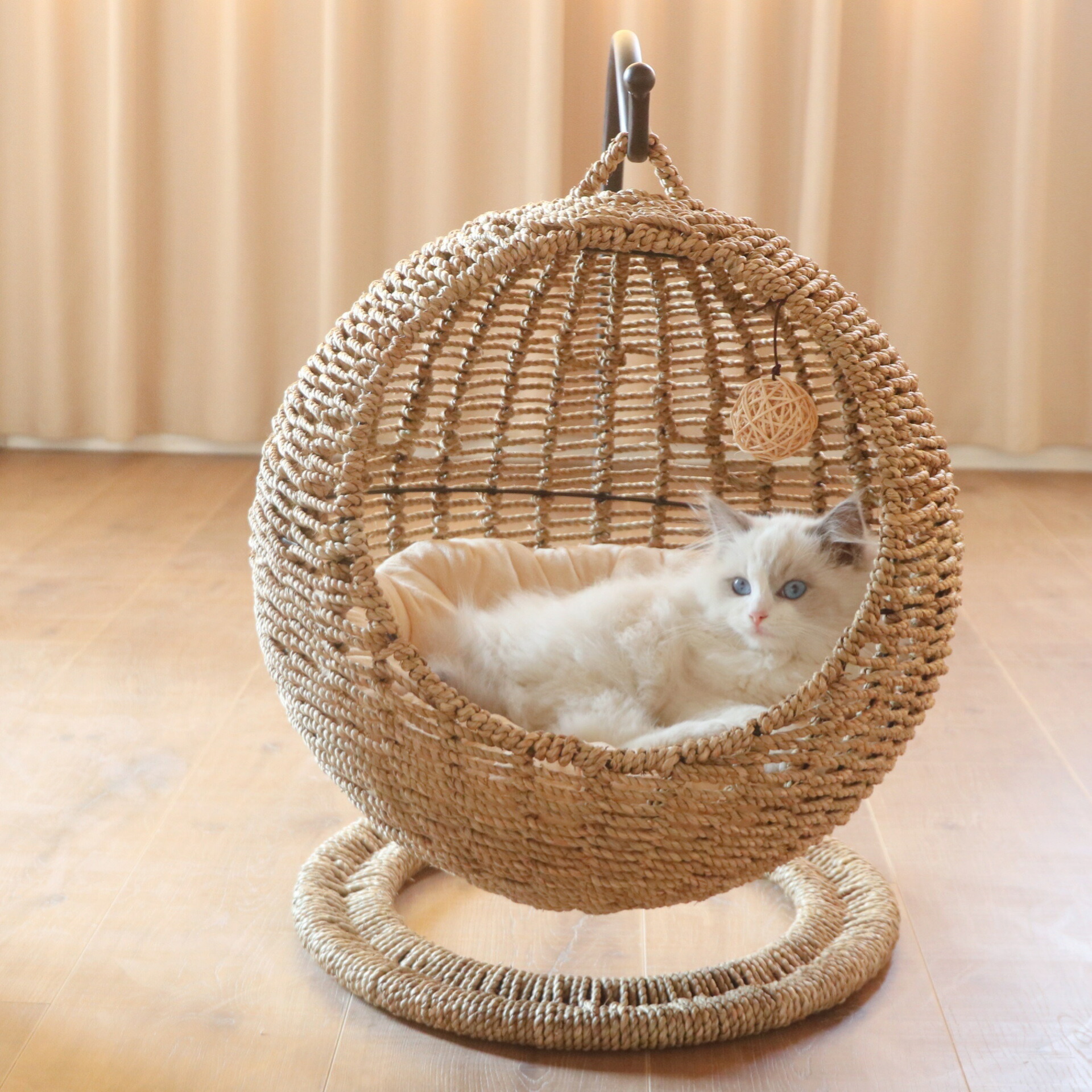 楽天市場】猫 ベッド ラタン ペットベッド ドーム型 猫 ハンギング