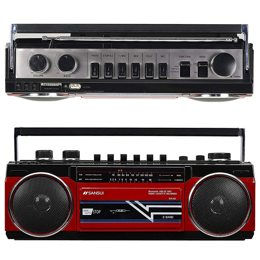 楽天市場】SANSUI レッド SCR-B2 RD カセットテープレコーダー レトロ
