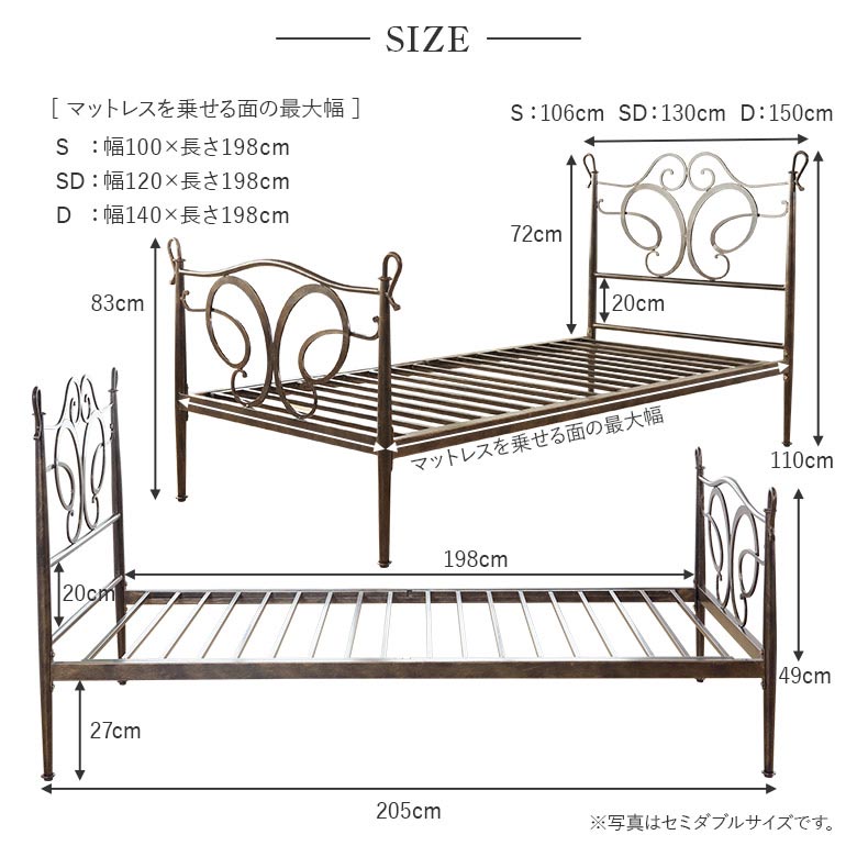楽天市場】【3/1は最大20％OFFクーポン】ベッド セミダブル パイプ