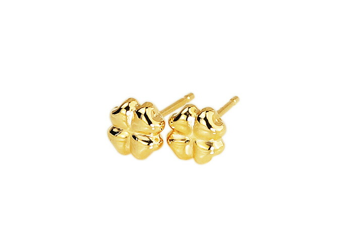 楽天市場】K18クローバーピアス(0.7mm芯)(18金、18k、ゴールド製