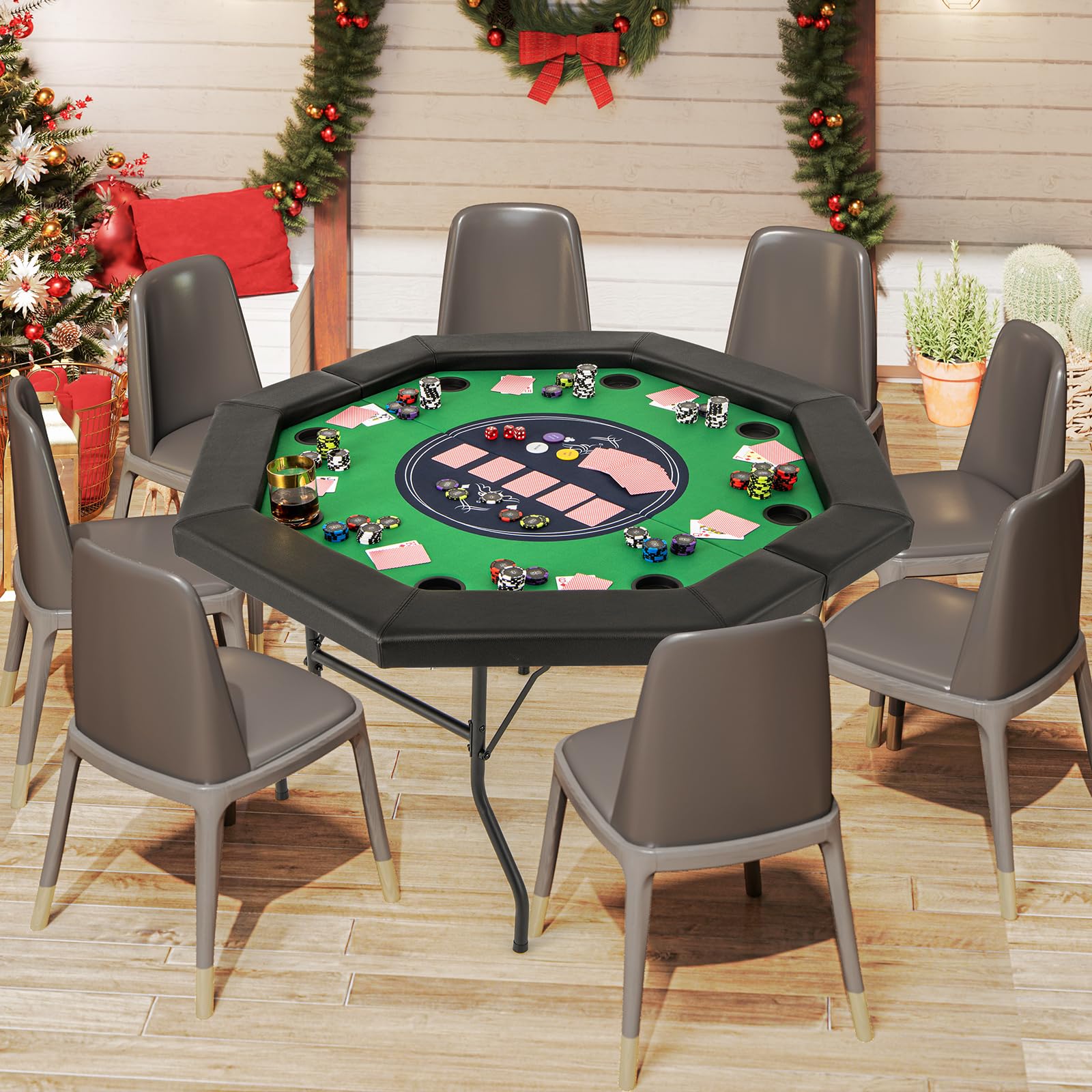 楽天市場】COSTWAY ポーカーテーブル 8人用 ポーカーマット 麻雀卓
