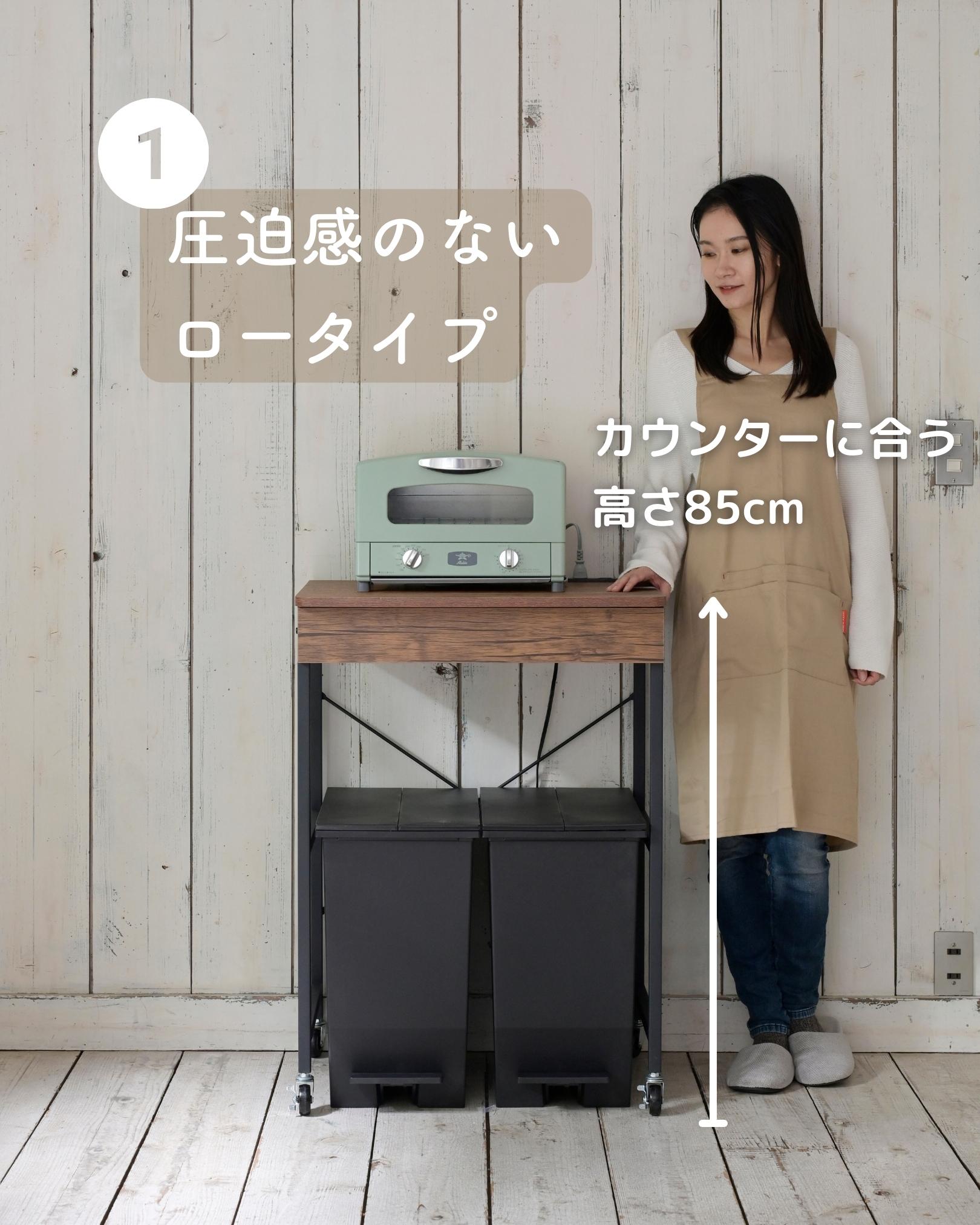 楽天市場】レンジ台 ゴミ箱上ラック 引き出し付き コンセント付き
