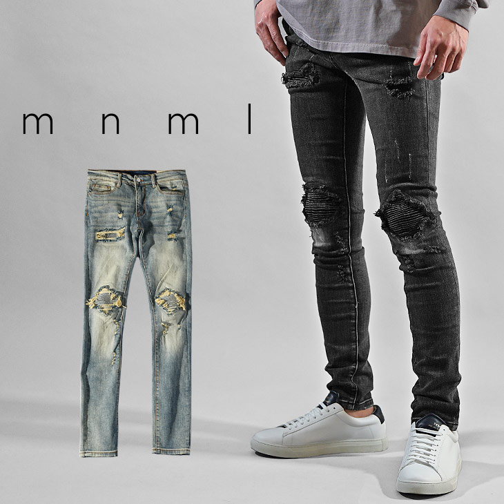 楽天市場】mnml デニム ミニマル ジーンズ ダメージ ジーンズ ダメージ