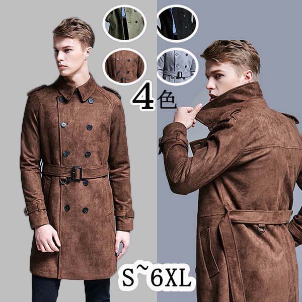 楽天市場】S~6XL スエード トレンチコート メンズ 大きいサイズ ロング