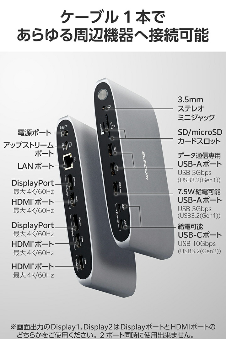 楽天市場】エレコム ドッキングステーション USB Type-C Displaylink