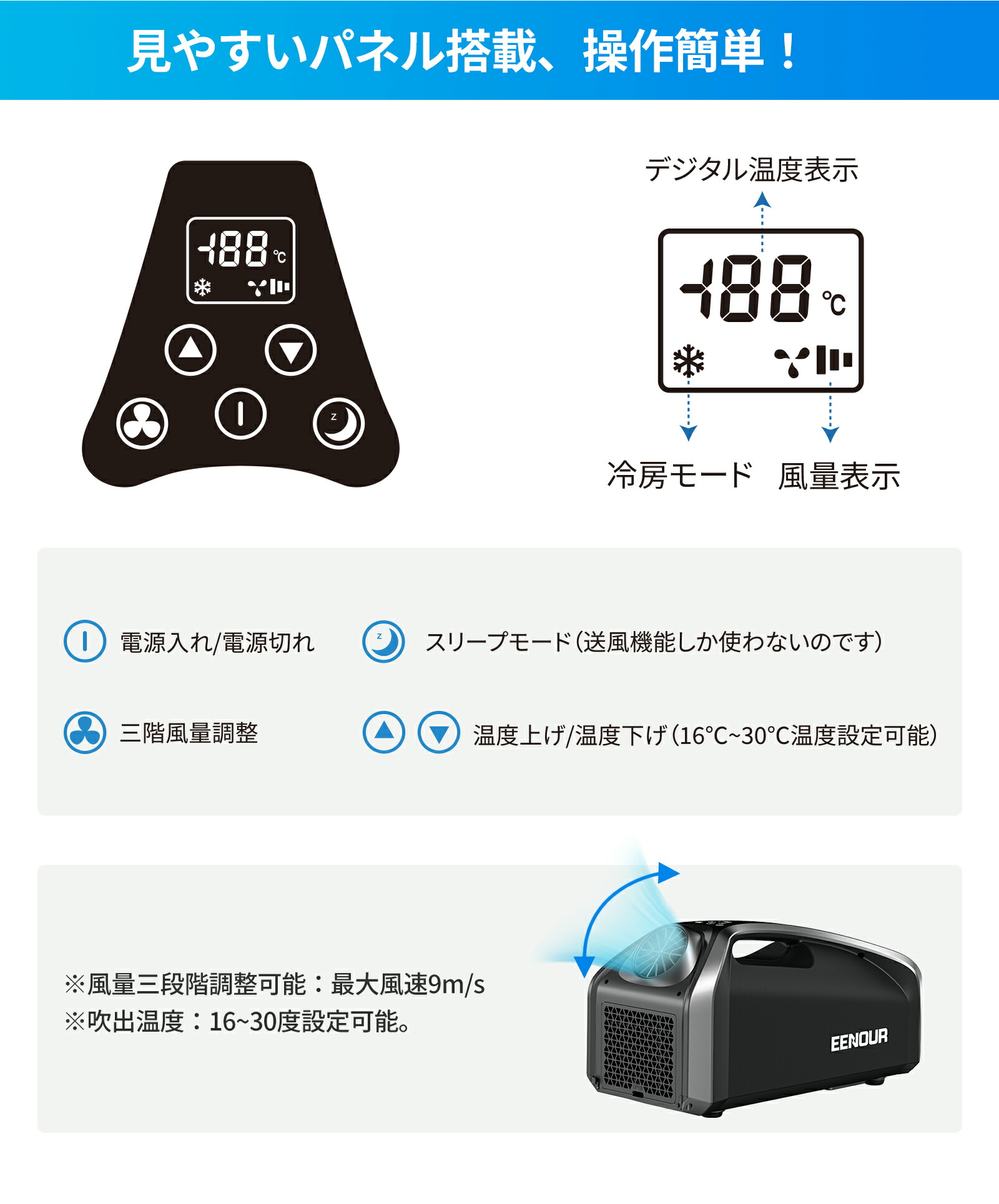 楽天市場】EENOUR スポットクーラー 0.85kW/2900BTU ポータブル