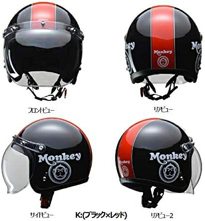 楽天市場】【HONDA】 Monkey ヘルメット ブラック×レッド Lサイズ(59