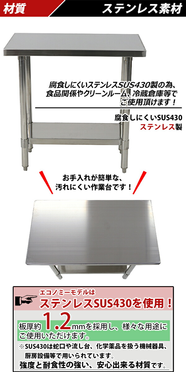楽天市場】送料無料 オールステンレス作業台 2段 耐荷重約170kg 約幅