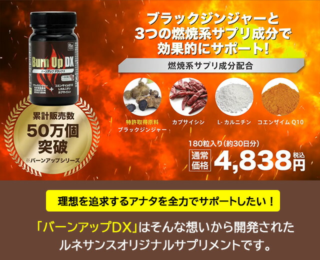楽天市場】ルネサンス バーンアップDX 45g（250mg×180粒） ブラック