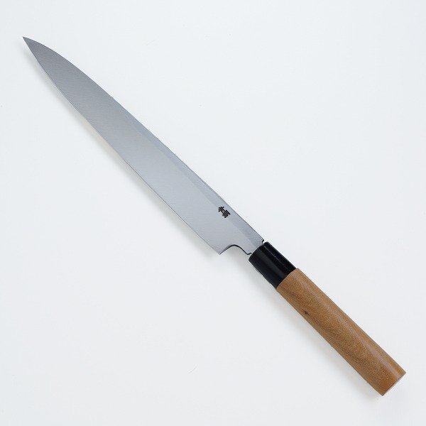 楽天市場】柳刃包丁 片刃 270mm 青紙2号 黒打ち槌目仕上げ カスミ研 桜