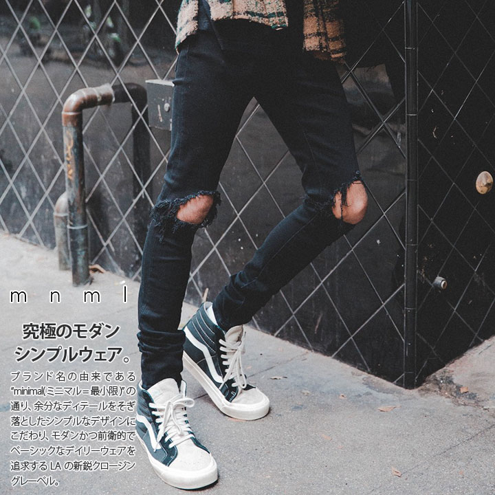 楽天市場】mnml デニム ジーンズ メンズ 春夏秋冬用 黒 ブラック