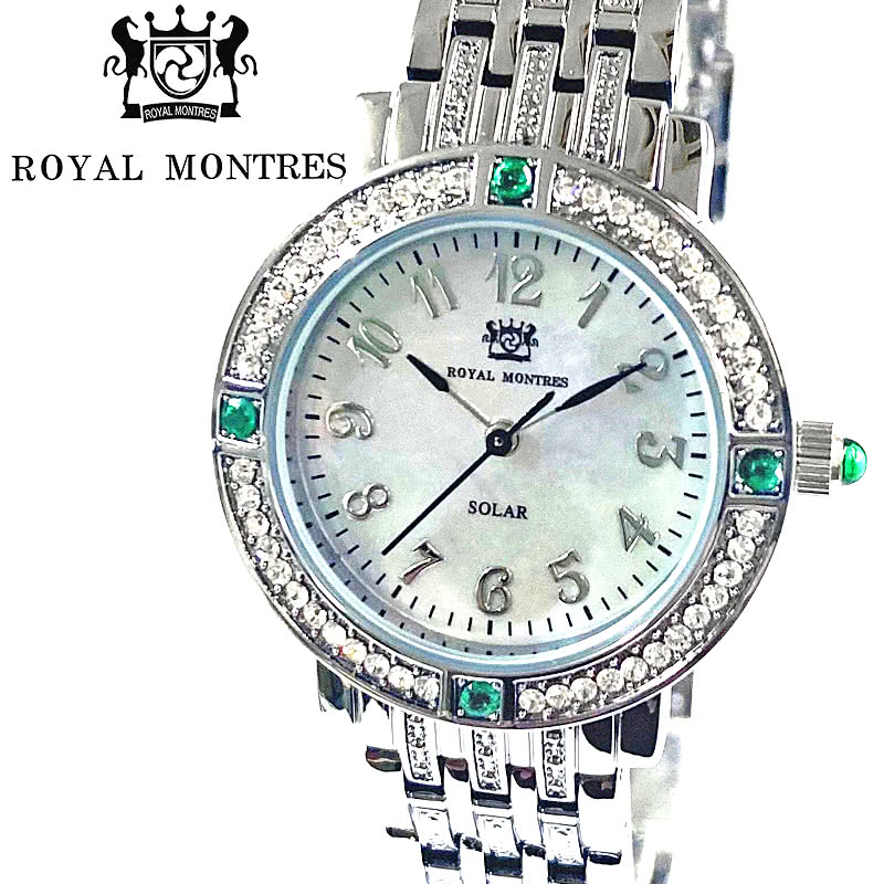 楽天市場】ROYAL MONTRES エメラルド天然石 ソーラー腕時計 RM-0015