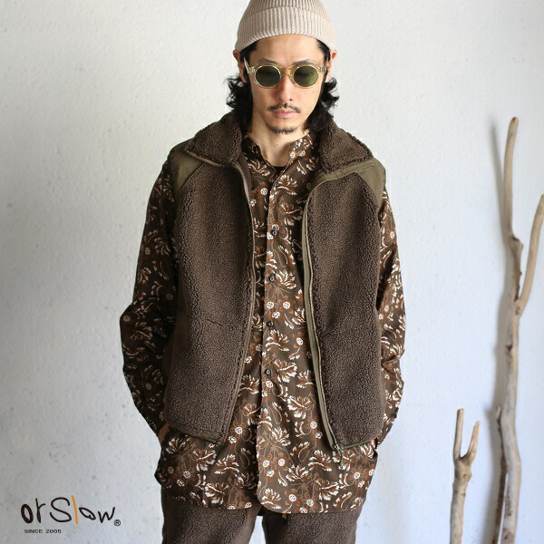 楽天市場】【orslow】FLEECE VEST BROWN フリースベスト ブラウン