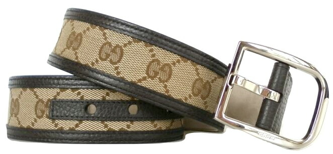 美品GUCCI グッチ キャンバス × レザー GG バックル ベルト インター