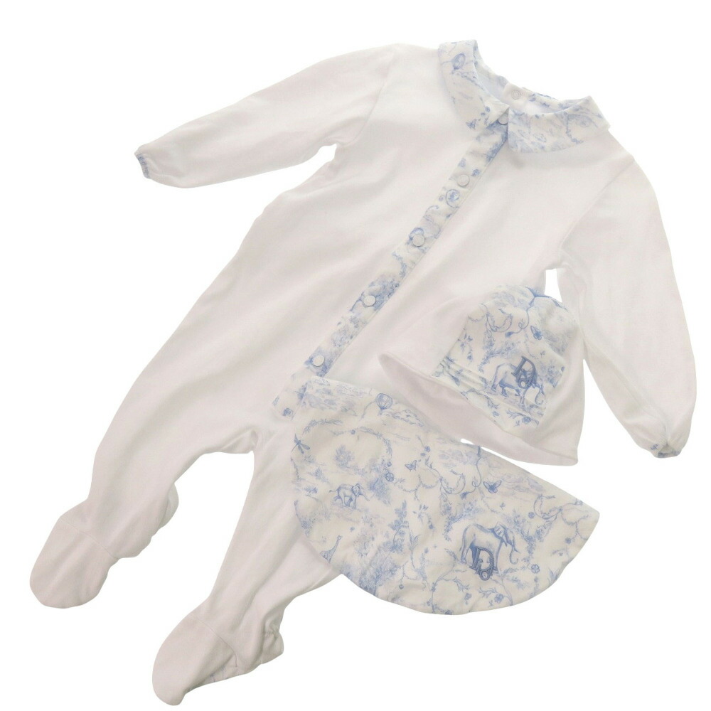 BabyDior 3M オブリーク ロンパース ブルー 3点セット 帽子 スタイ
