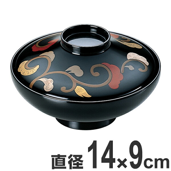 楽天市場】煮物椀 木製 平富士 色唐草 本漆塗 手書き 蒔絵 吸物椀 お椀
