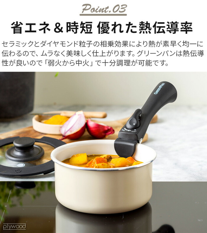 楽天市場】フライパン IH対応 グリーンパン 取っ手が取れる 着脱