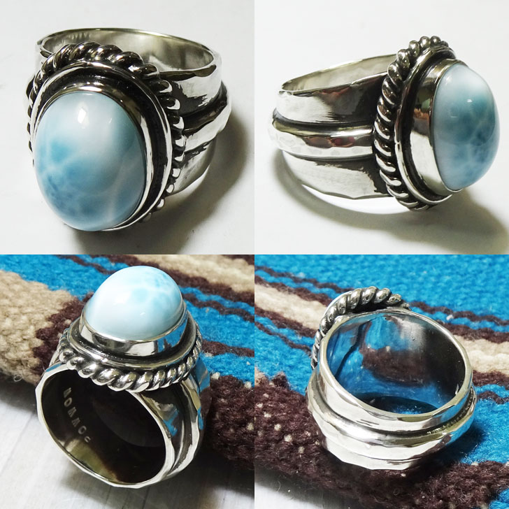 楽天市場】ラリマー シルバーリング 925 larimar【受注製作】メンズ
