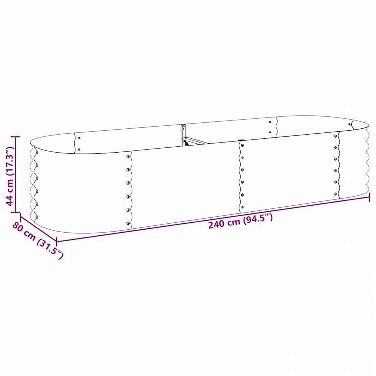vidaXL レイズドガーデンプランター 240x80x44cm 亜鉛メッキ鋼製