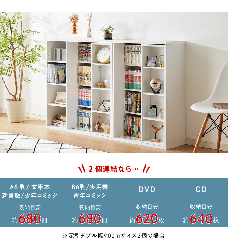 楽天市場】本棚 書棚 スライド式 幅90 ダブル 奥深タイプ 奥行33 木製