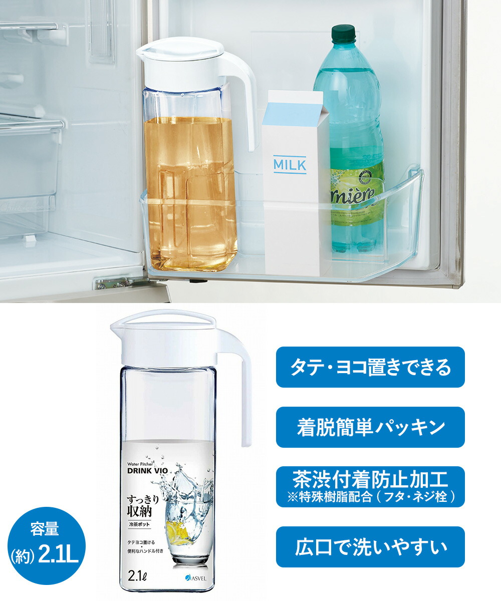 楽天市場】スリム スクエア 冷水筒 2.1L ドリンク・ビオ D-211