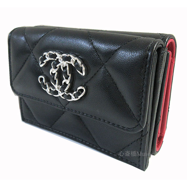 楽天市場】≪Brand new≫ CHANEL 19 Small Flap Walette Black Silver
