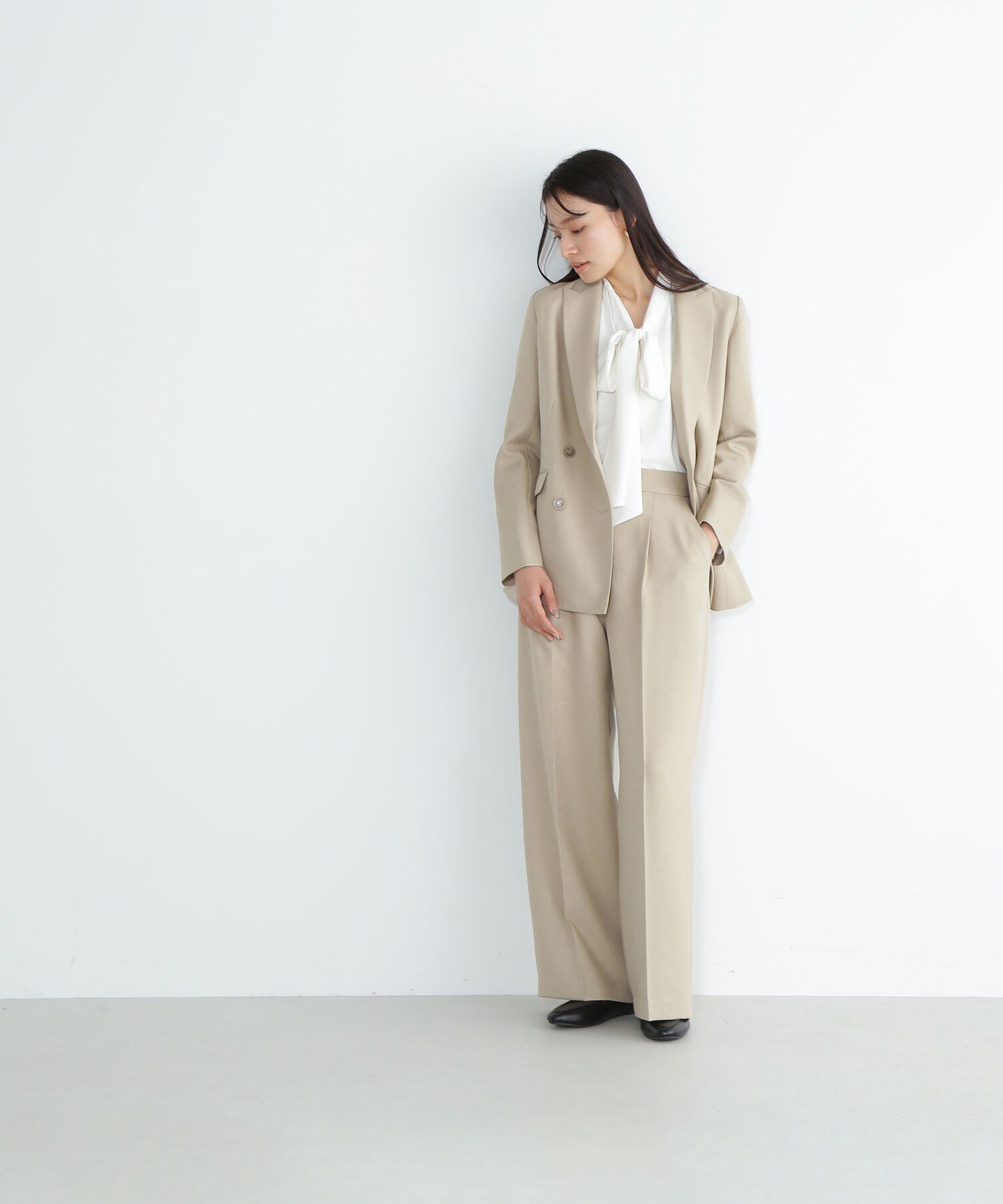 NATURAL BEAUTY BASIC｜シャークスキンSETUPシリーズ ワイドパンツ