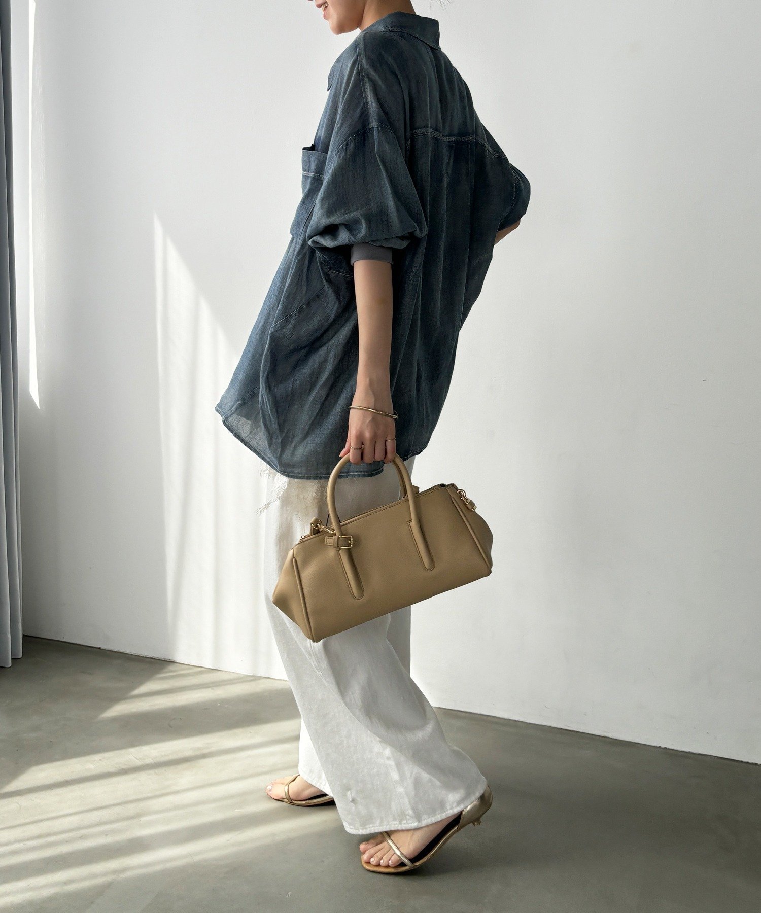DOUDOU｜袖リブシアーデニムシャツ | Rakuten Fashion(楽天