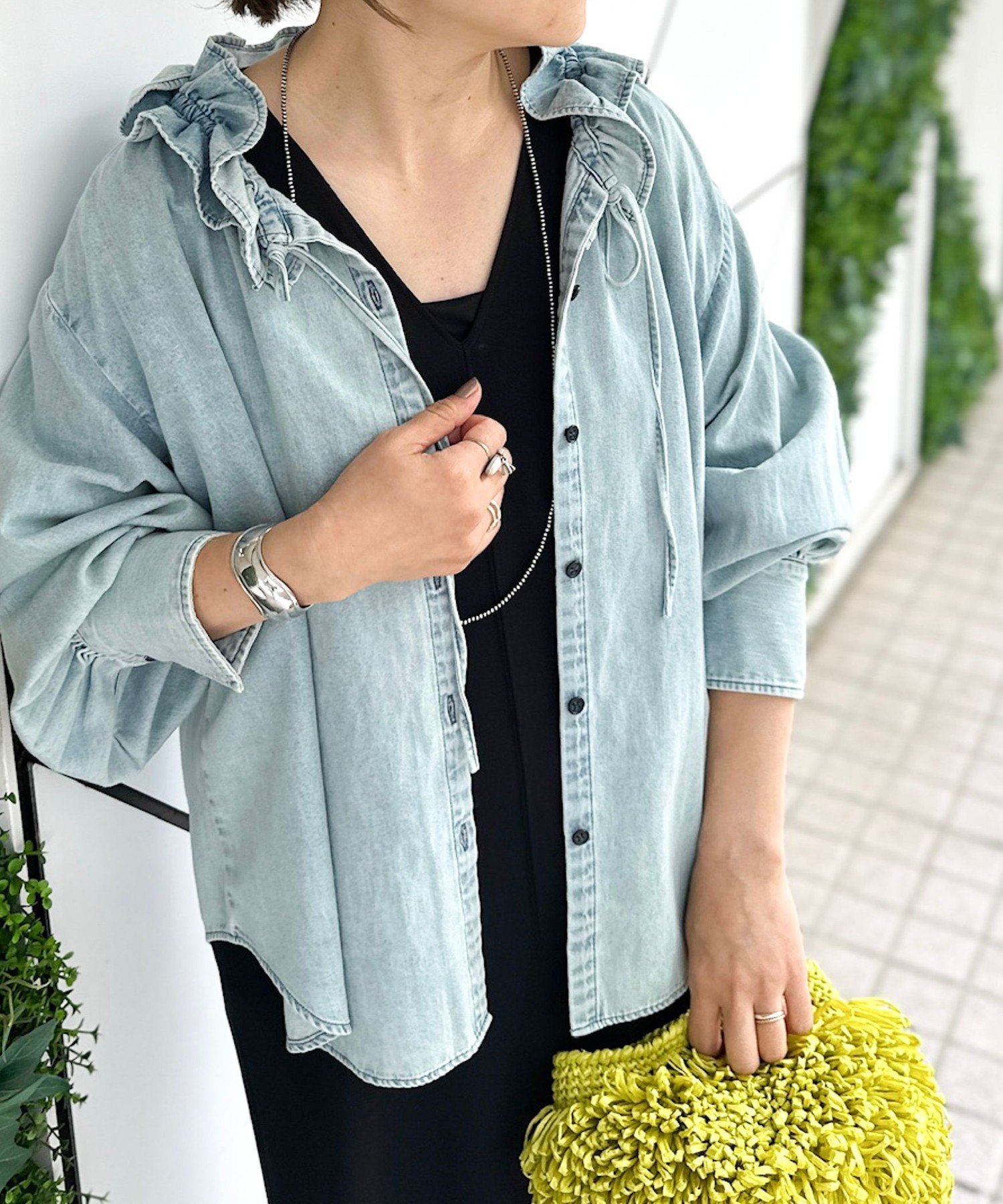 NOLLEY'S｜【RM denim】フリルギャザーデニムブラウス | Rakuten