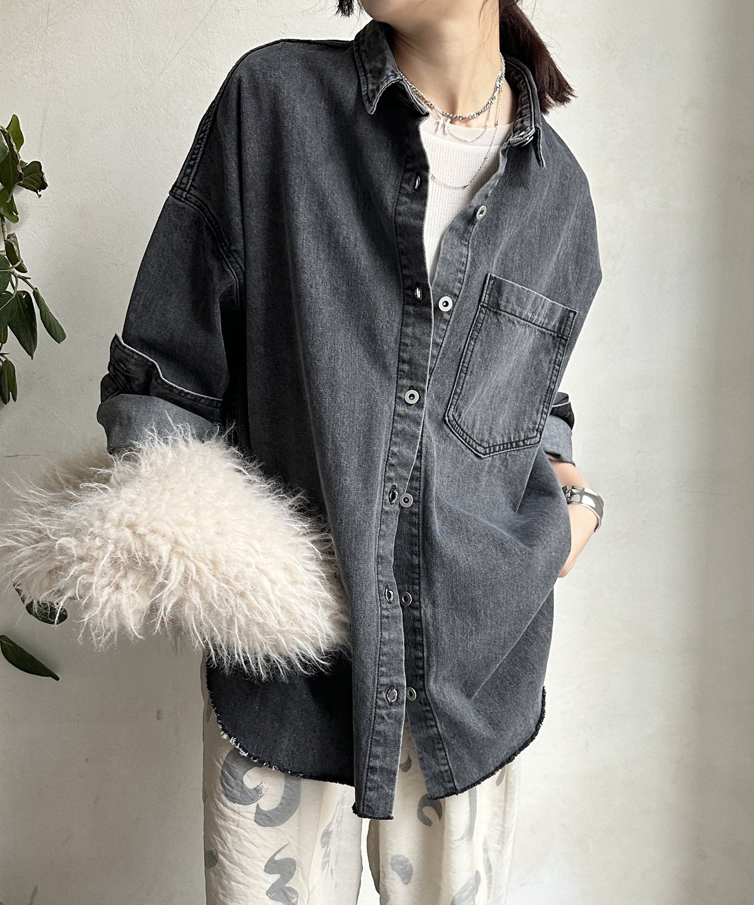 DOUDOU｜【新色追加】ダメージデニムシャツ | Rakuten Fashion(楽天