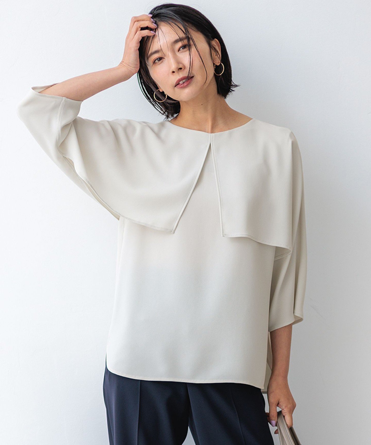 23区｜【洗える】ストレッチジョーゼット ケープデザイン カットソー