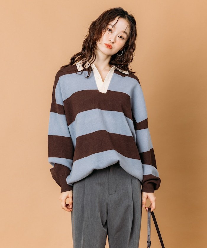 FREAK'S STORE｜ビッグシルエット ボーダー ニット ラガーシャツ