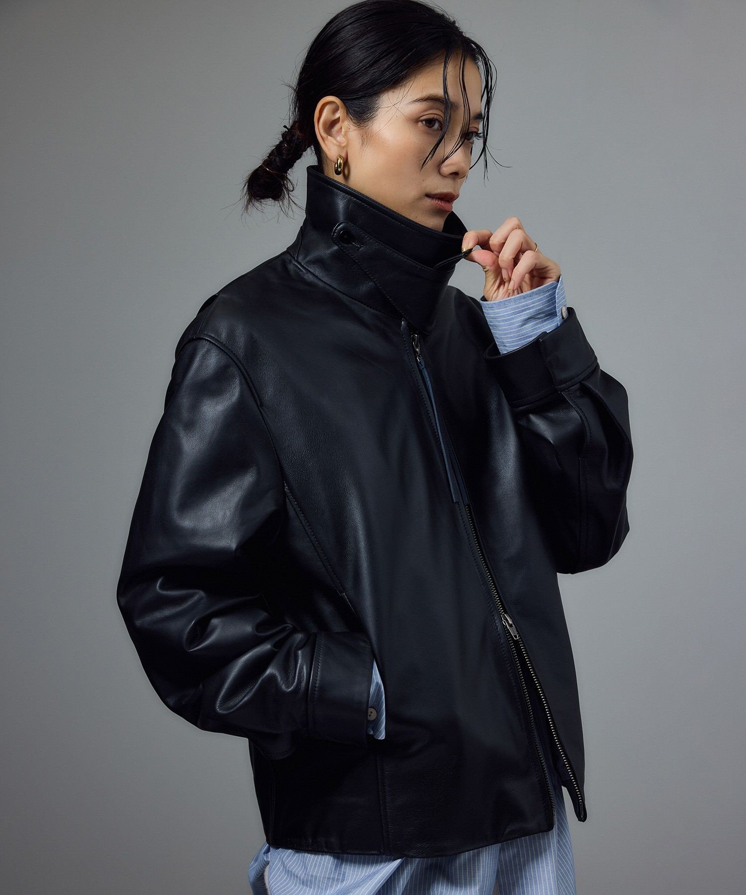 SALON adam et rope'｜ラムレザージップブルゾン | Rakuten Fashion