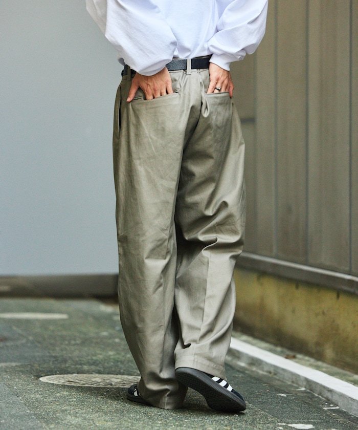 STACY ADAMS 2タック ワイドスラックス USA古着 マスタード STACY